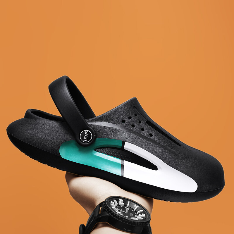 Neue atmungsaktive Cool Hole Schuhe Herrenmode All-Match-Mischfarben Sandalen weiche elastische bequeme Zwei-Verschleiß-Outdoor-Hausschuhe