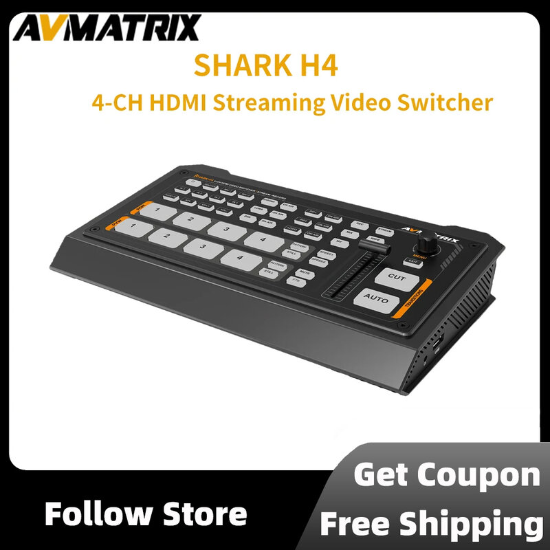 AVMATRIX Shark H4 4 CH HDMI Streaming przełącznik wideo z mikser Audio nagrywanie wideo na żywo o zmierzchu i dsku oraz streamer do nagrywania
