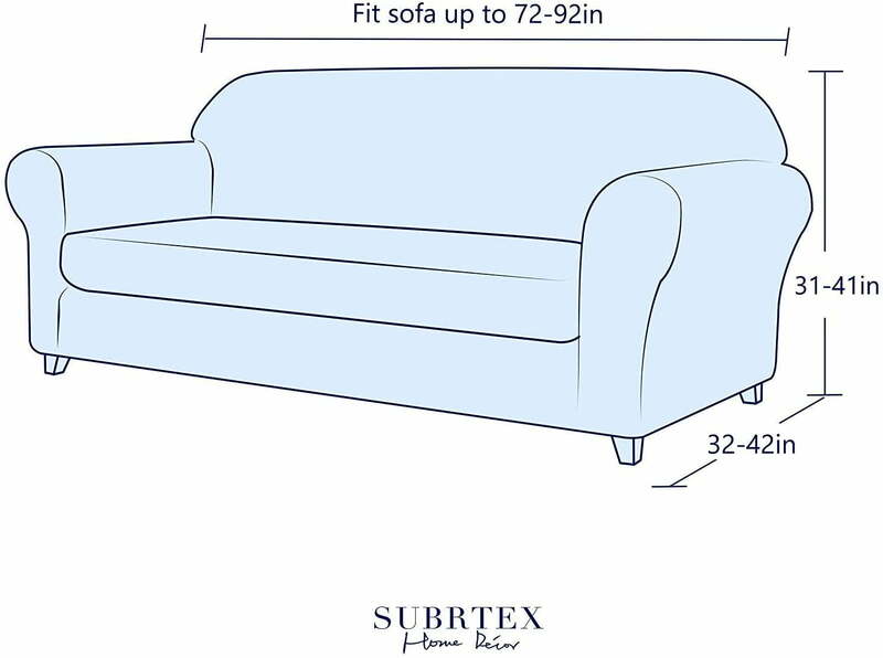 Subrtex Stretch 2-Piece Textured Grid Slipcover Sofa Cover, Gray