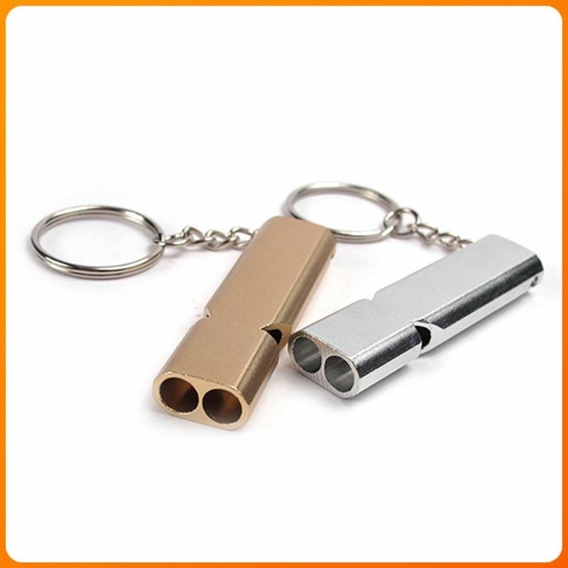 Aluminum Alloy Whistle Outdoor Hiking Camping Safe Survival Warning Dual-tube Whistle Practical Waterproof Team Sports Tool