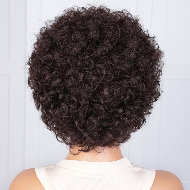 Lekker Wear To Go Short Pixie Afro Kinky Curly Bob Menselijk Haar Pruiken Voor Vrouwen Braziliaanse Remy Hair 250 Dichtheid Zwart Krullend 8 Pruik