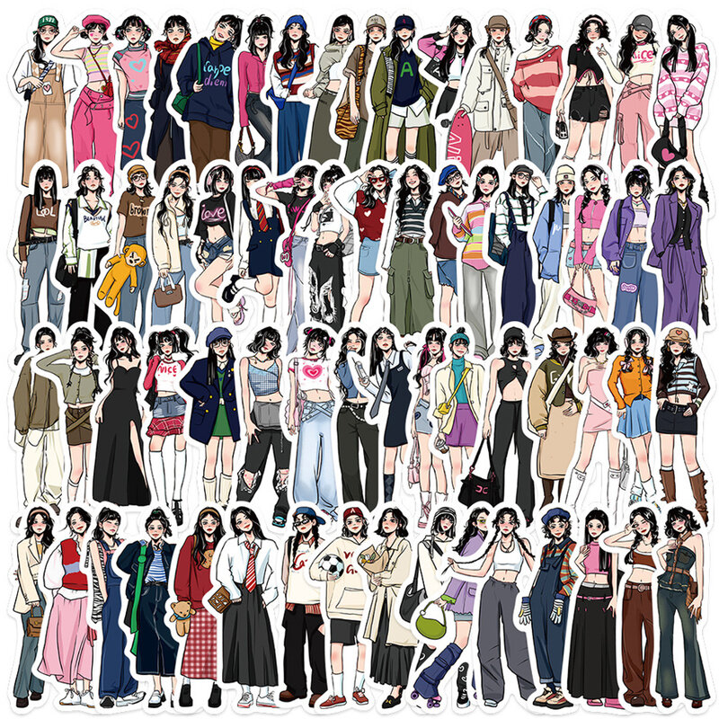 10/30/65pcs Cute Four Seasons Dress Girls Cartoon Stickers Cute Fashion Decal Scrapbooking Label Diary Kawaii Decoration Sticker