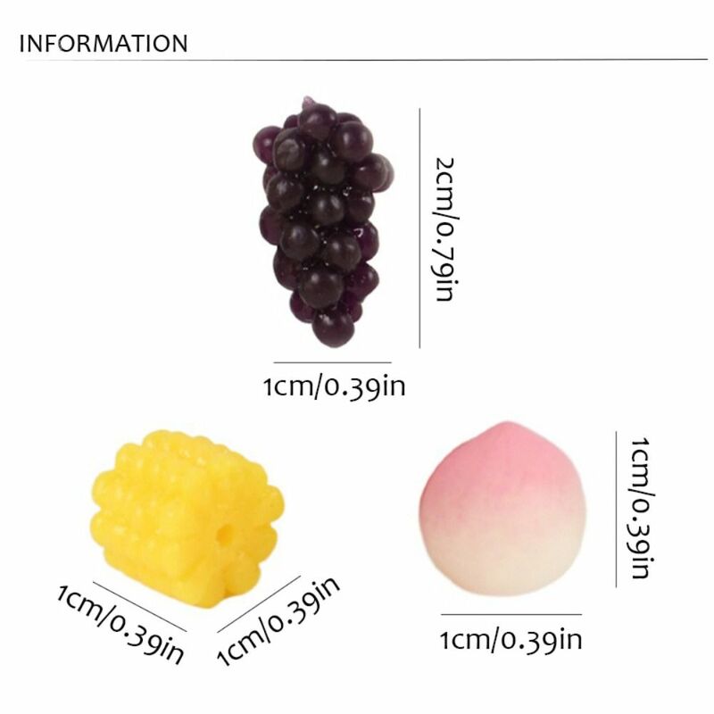 Zabawki sensoryczne do wyciskania kukurydzy udają, że winogrona wyciskają brzoskwiniowe zabawki Mini imitacja jedzenia ze sztucznymi owocami modelowe zabawki kuchenne
