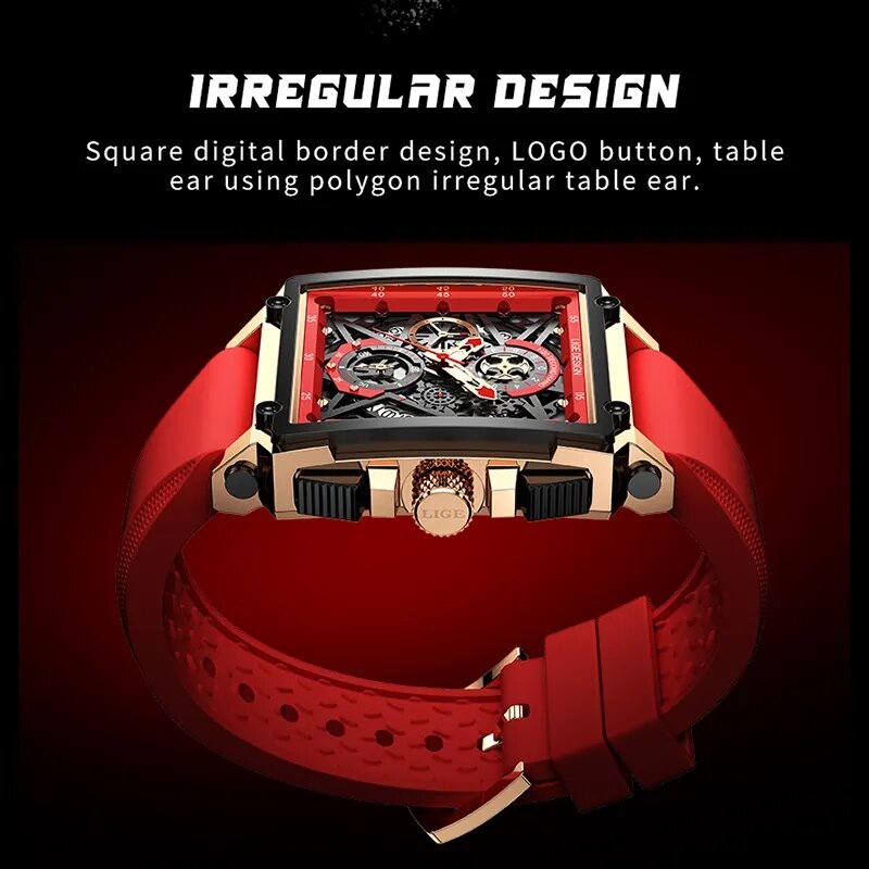 2023 nowy LIGE luksusowy zegarek biznesowy wodoodporny męski zegar świecący, miękki silikonowy kwarcowy zegarek męski reloj hombre