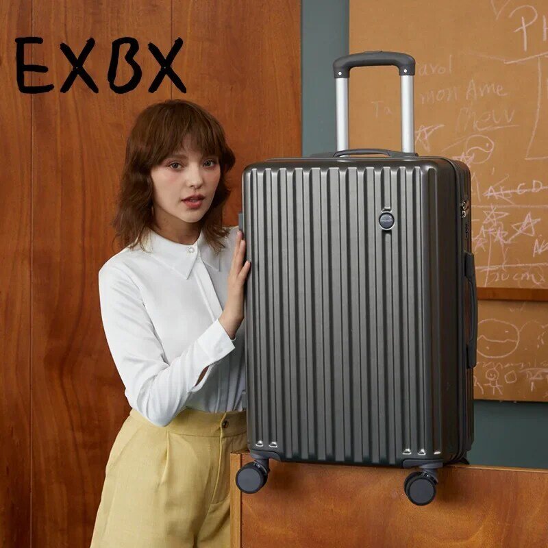 EXBX koper koper Roda Universal untuk wanita, koper troli kecil segar Jepang tahan lama untuk pelajar pria dan wanita