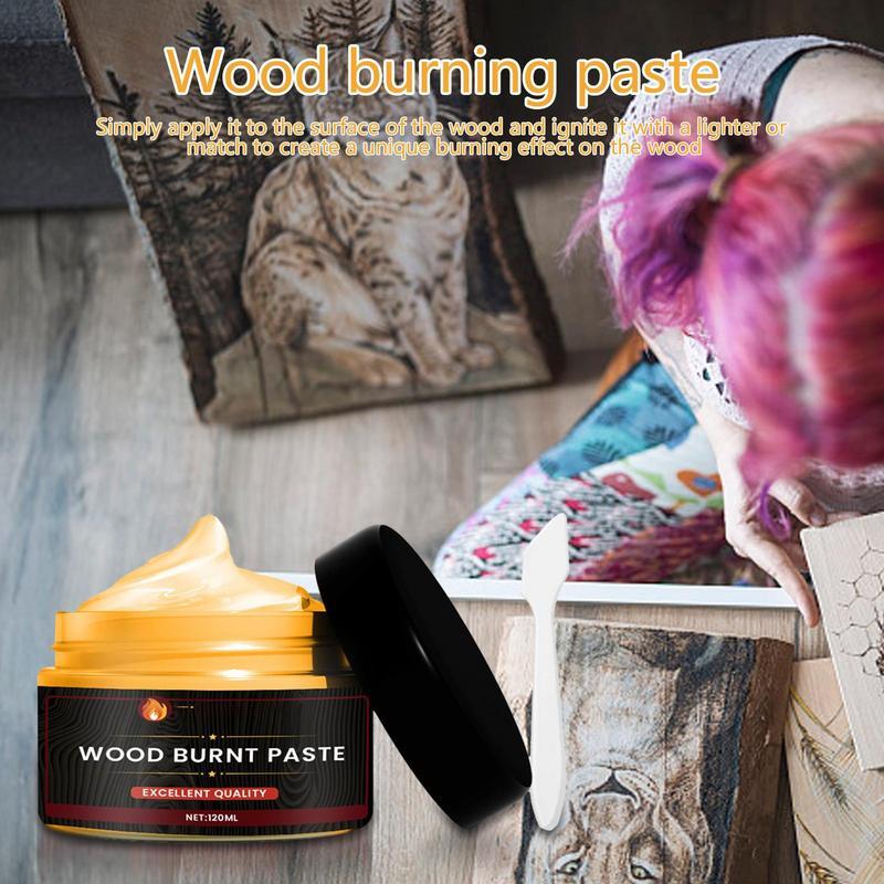 Crema quemadora de madera, Gel de combustión fácil de aplicar, accesorios de pirograbado DIY multifuncionales para papel y tela de cuero