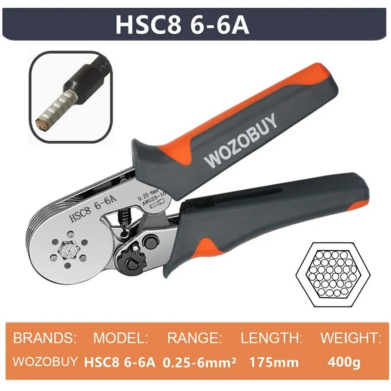 Tuleje tulejowe narzędzia do zaciskania końcówek Mini szczypce elektryczne HSC8 6-4/6-6 (0,25-10mm2/0,25-6mm2) zacisk do naprawy połączeń przewodów