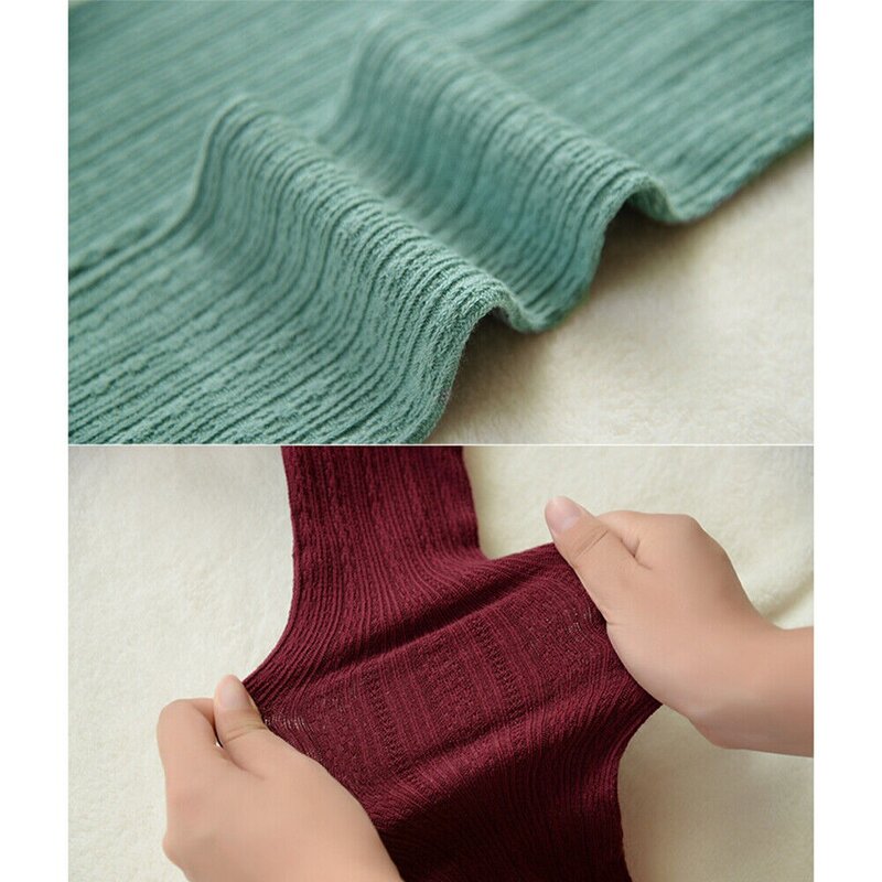 Calze da donna calde in filato di lana lavorate a maglia collant calze elasticizzate invernali