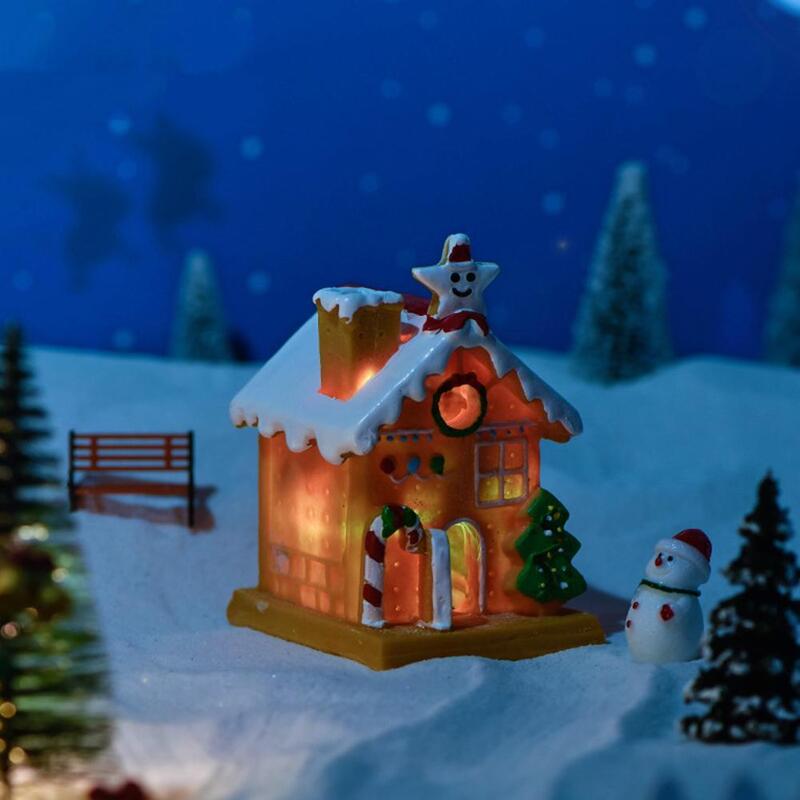 NOVO Diy Natal Casa Ornamentos Simulação Artesanato Em Miniatura Com Luzes Para Xmas Holiday Party Decor