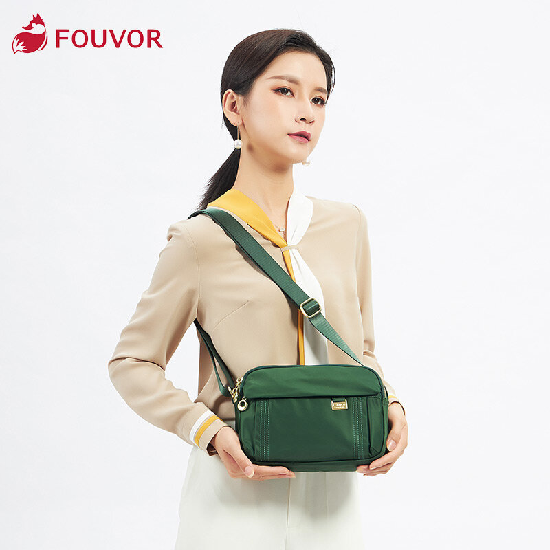 Fovor-女性用の小さなショルダーバッグ,ナイロンジッパー付きプレーンショルダーバッグ,6013-04