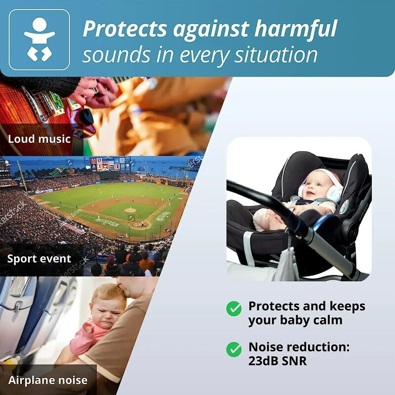 Protección auditiva para bebés y niños pequeños, orejeras con reducción de ruido, auriculares cómodos para bebés, mejora el sueño, hasta 36 meses