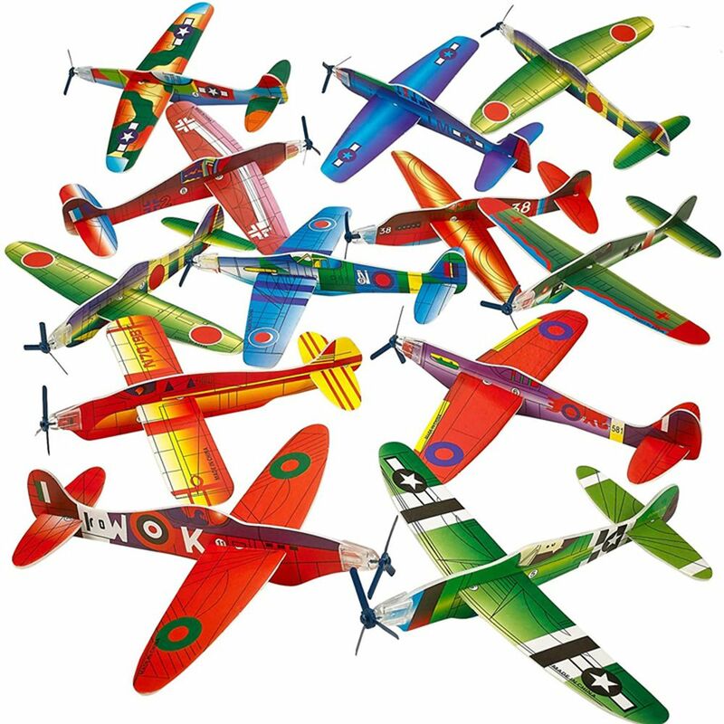 10 buah diskon besar tas pesta pengisi permainan bermain tangan melempar tangan busa pesawat mainan terbang terbang Glider Model pesawat terbang