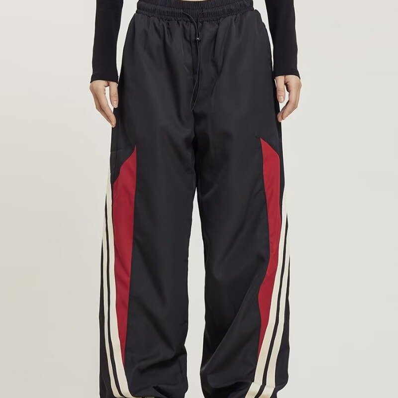 2023 damskie spodnie dresowe z szerokimi nogawkami casualowe w stylu Streetwear Y2K Vintage spodnie do biegania czarne oversize spodnie sportowe Basic