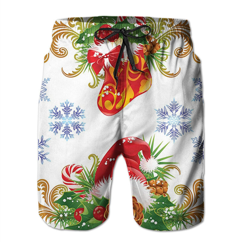 New Summer 3D Santa Claus Snowman Printing Beach Shorts Christmas Reindeer Graphic Swimming Shorts Men Cute Pants Hombre Trunks