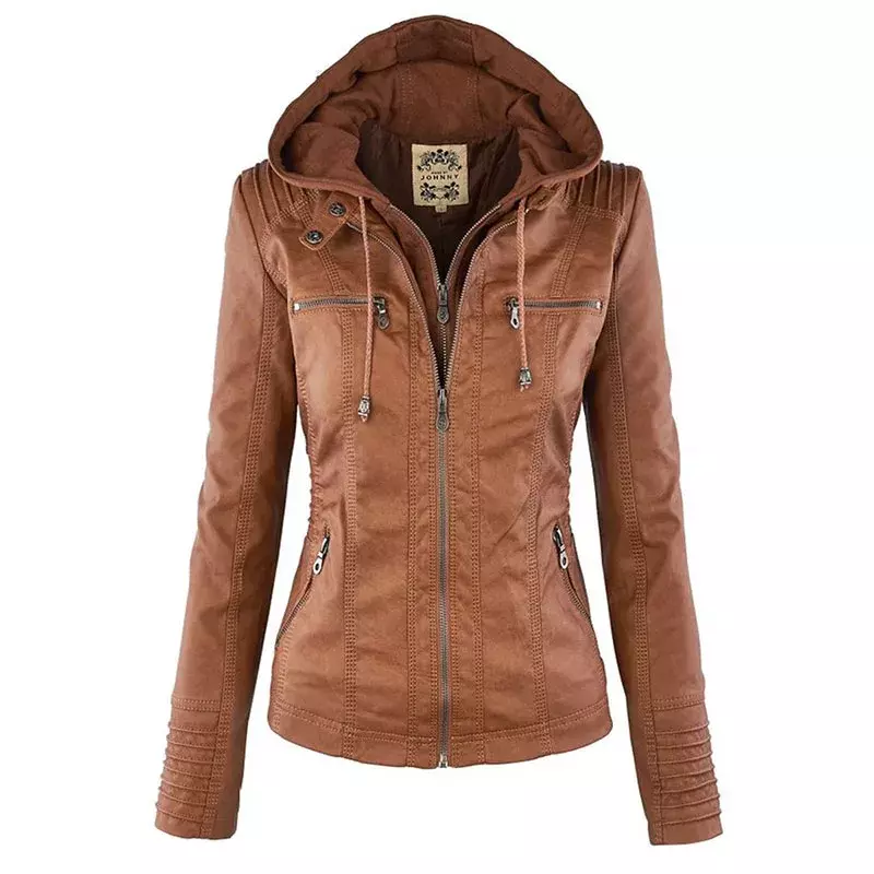 Jaqueta de couro falso para mulheres, casaco de inverno feminino, jaqueta de motocicleta, couro PU, camurça, casacos com zíper, básico, 2023