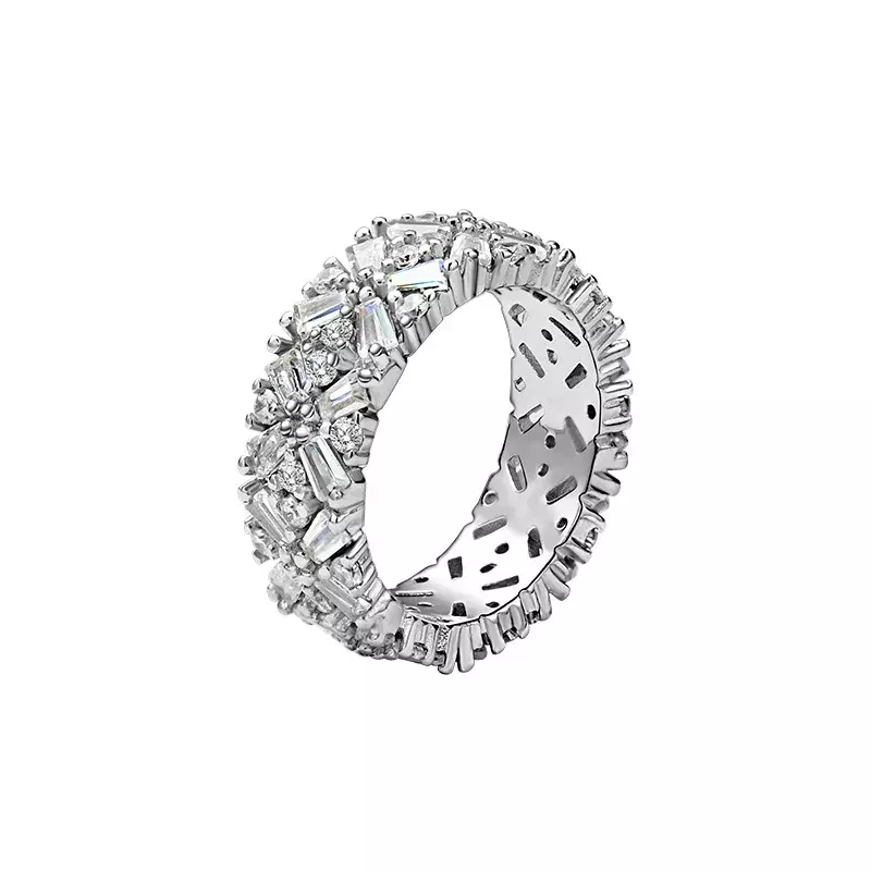 New Models 925 Sterling Silver Luxury Full Diamond Ring, Female Niche Design, Exaggerated PersonalitySmall and Fashionable