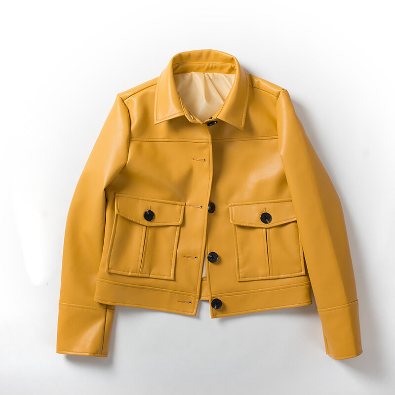 2023 novas mulheres de couro macio outono falso jaqueta casual único breasted casaco feminino couro jaquetas moto outerwear