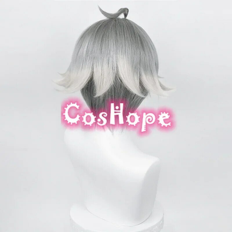 Al Haitham peruka do Cosplay 30cm krótka szara peruka Cosplay Anime peruka do Cosplay peruki syntetyczne żaroodporna