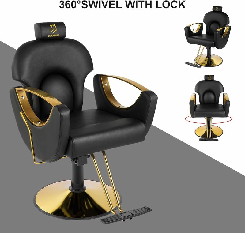 Cadeira de barbeiro hidráulica para cabeleireiro, 360 graus giratórios, altura ajustável, cabelo styling, tatuagem