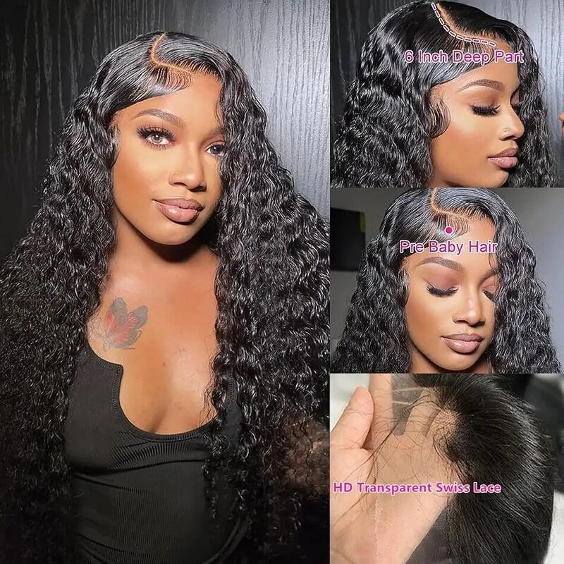 13x4 Deep Wave Frontal Wig 13x6 HD Lace Frontal Wigs For Women Brazilian Water Wave Transparent Curly Lace Front Human Hair Wig