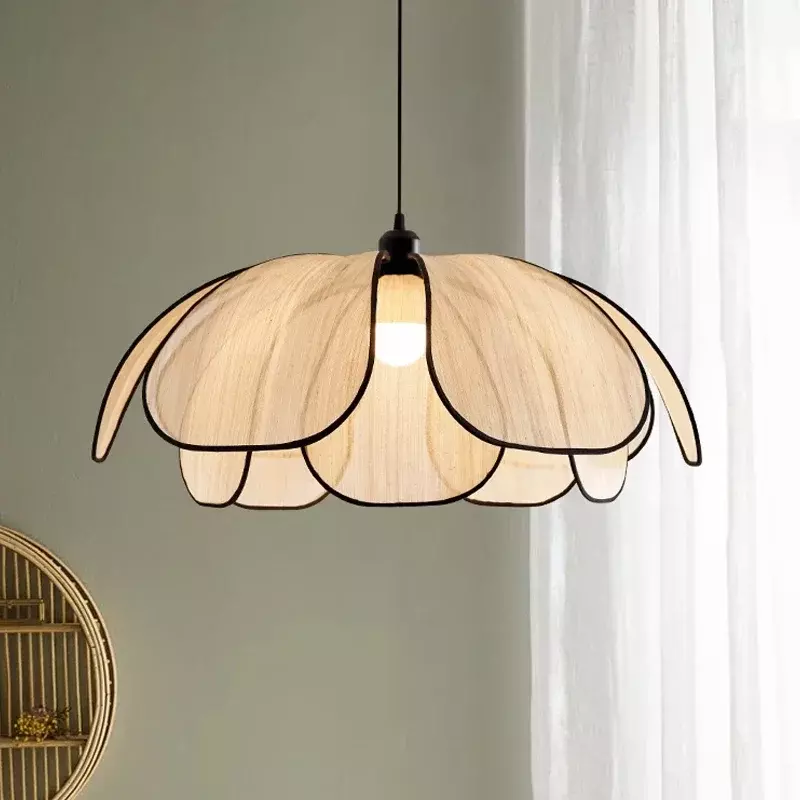 Desainer Retro kesederhanaan kain Linen lampu gantung Led untuk ruang makan ruang tidur dekorasi rumah lampu suspensi pencahayaan