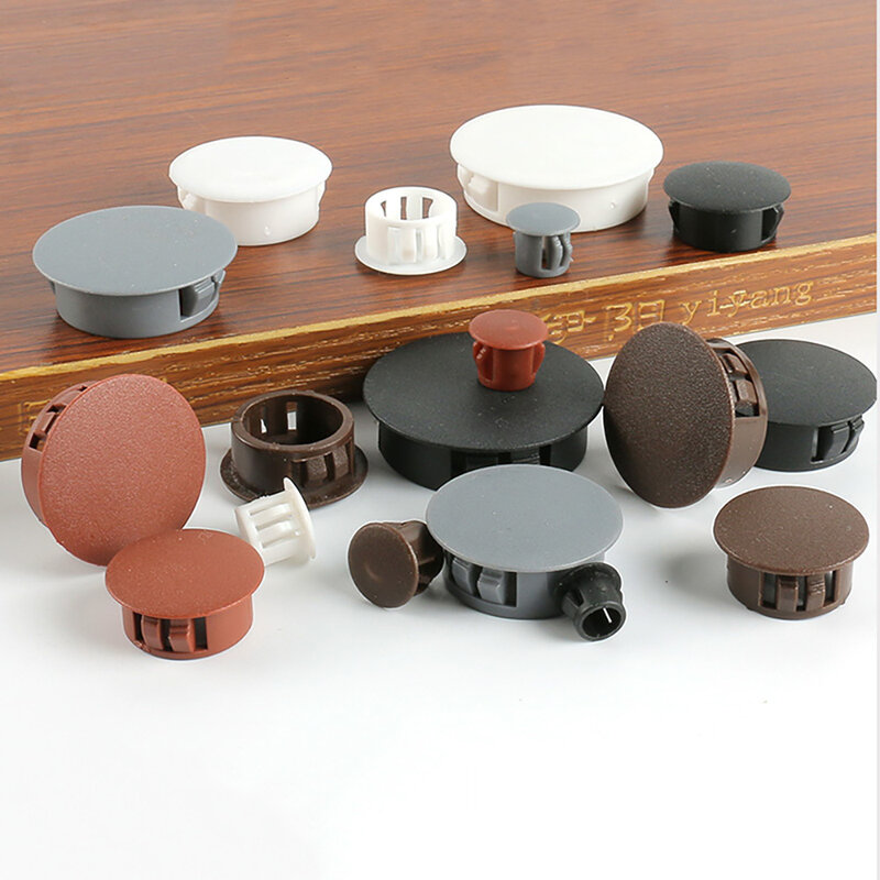 5-20pc 5 warna lubang nilon Plug plastik bulat Snap-on penutup lubang debu topi Plugging digunakan untuk meja mebel kotak lubang ekstra 5-60mm