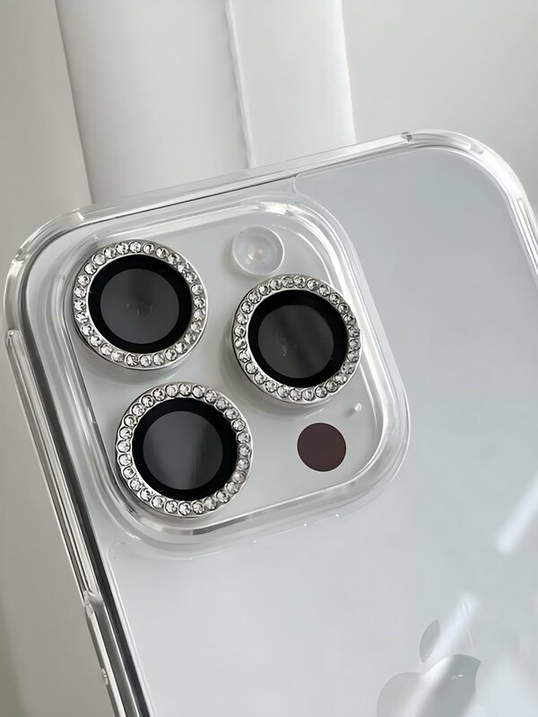 Funda protectora de lente de cámara de diamante de brillo bonito para iPhone 15, 12, 13, 14, 11 Pro Max, cubierta de cámara de vidrio brillante