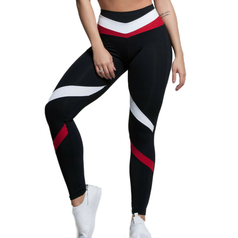 Leggings elásticos con estampado de bloqueo de Color para mujer, pantalones de baile y Yoga, ropa de gimnasio, traje ajustado de cintura alta, 2024