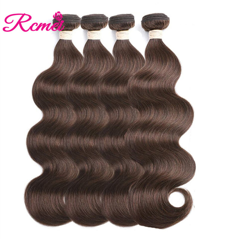 Extensiones de cabello humano ondulado peruano, mechones de cabello humano, 10A, 10-32 pulgadas, marrón Chocolate, Remy, 4 #