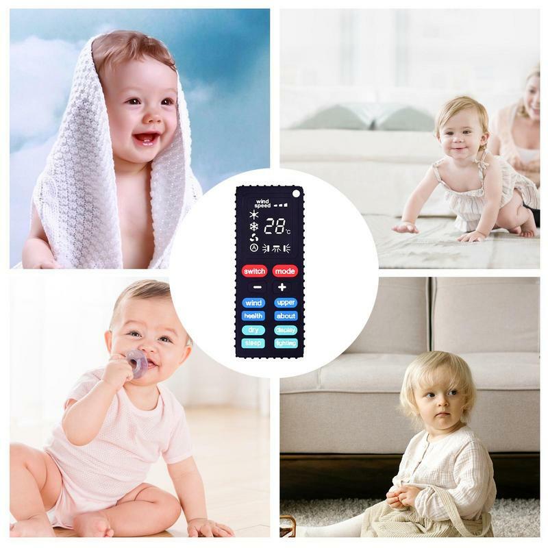 Controle remoto brinquedo mordedor para bebês, silicone macio e seguro dentição brinquedo, brinquedo remoto TV