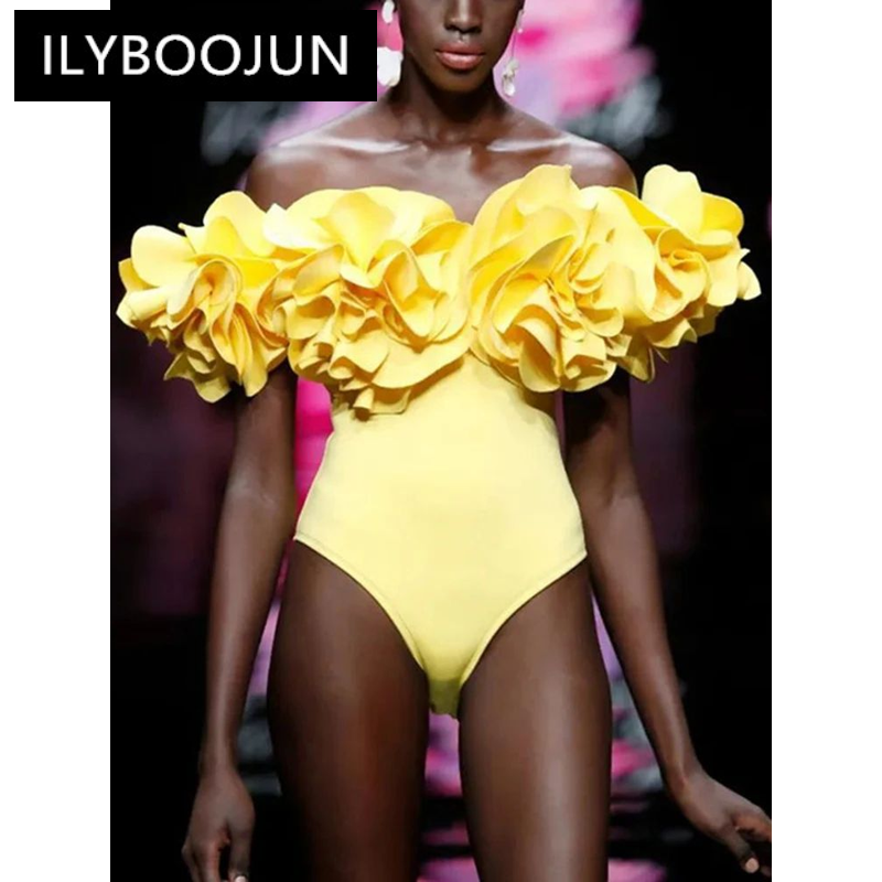 Ilyboojun-女性の単色ジャンプスーツ,パッチワーク,Vネック,ノースリーブ,ハイウエスト,気質,新しい