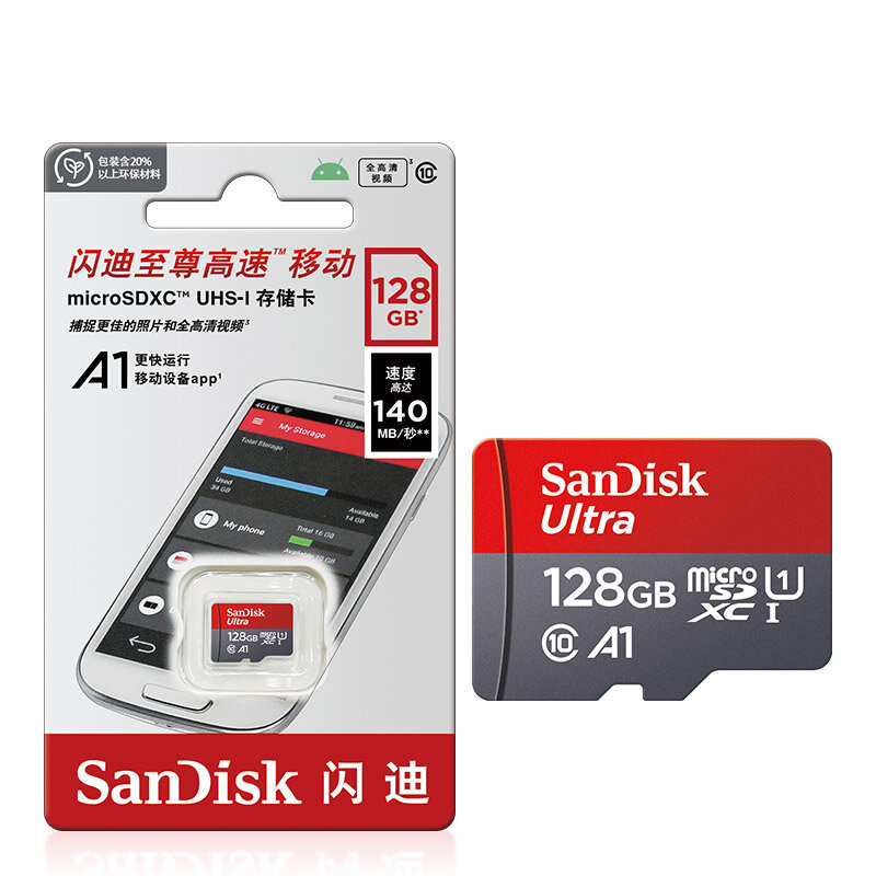Sandisk 메모리 카드, TF 마이크로 SD 카드, 클래스 10 UHS-1 플래시 카드, 스마트폰 PC용, 128GB, 64GB, 32GB