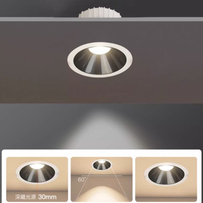 Lampu Sorot cob anti silau lubang dalam dapat diredupkan, lampu cuci dinding ruang tamu, lampu tabung LED, lampu sorot tanam