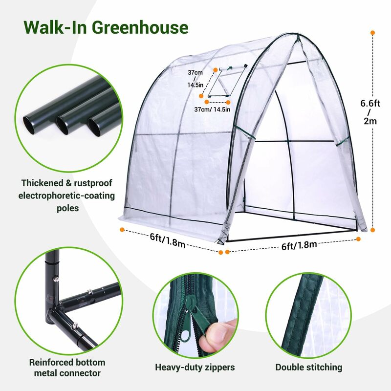 휴대용 터널 온실 야외: 메쉬 창문, 튼튼한 플라스틱 PE 커버, 야외 산책