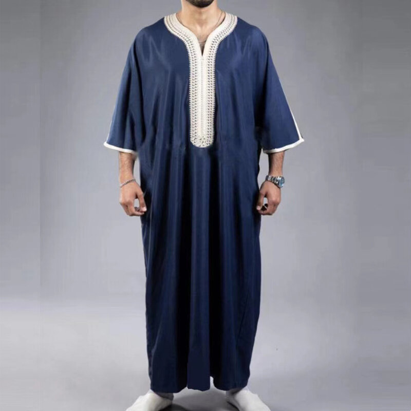 2024 자수 전통 남성 라마단 로브 아바야, Boubou Jalabiyas Jubbah 무슬림 남성 토브, 모로코 토브 이슬람 의류