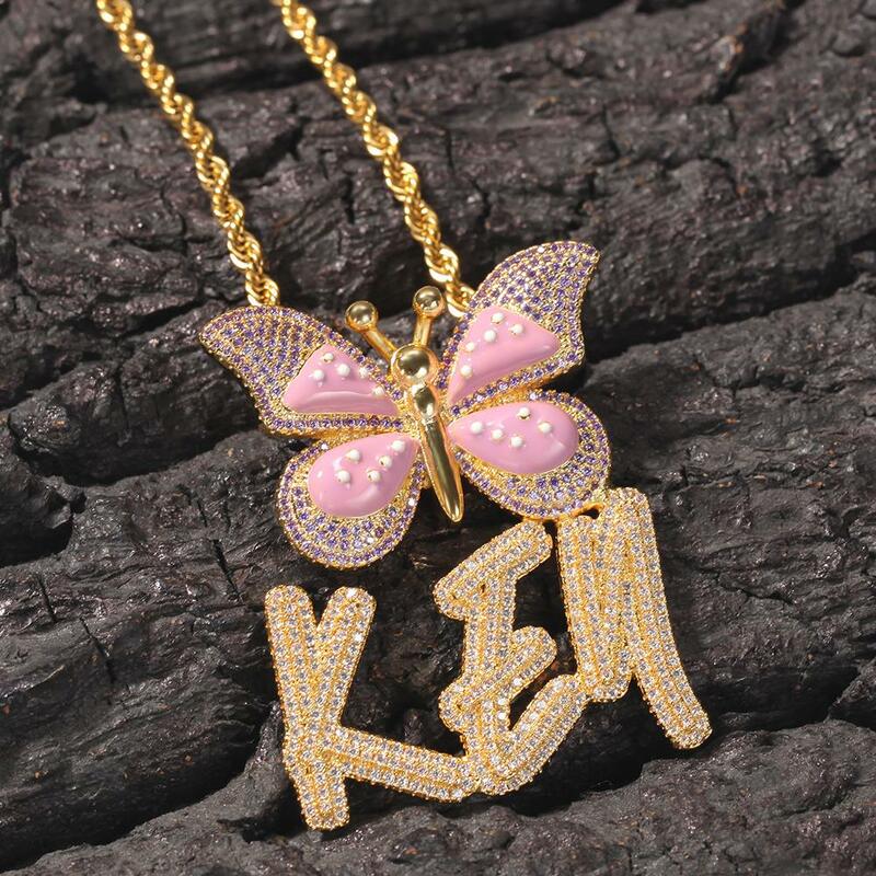 Uwin – collier pendentif personnalisé avec lettres en forme de papillon, pendentif avec nom de papillon, personnalisé, cadeau, livraison directe