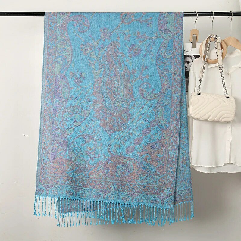 Дизайнерское одеяло с кисточками, толстая Пашмина, новый зимний женский кашемировый шарф, теплая шаль накидка пончо, палантины 2024