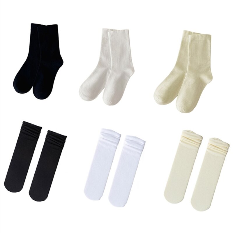 E15E женские хлопковые повседневные носки в японском стиле, дышащие эластичные носки на весну и лето из ледяного шелка с средние