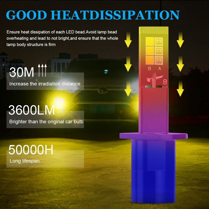 Nebels chein werfer LED Bernstein blau zweifarbig für LKW Autos Lampen Drl Lichter Kit Lampen 9-32v 30w 3000lm