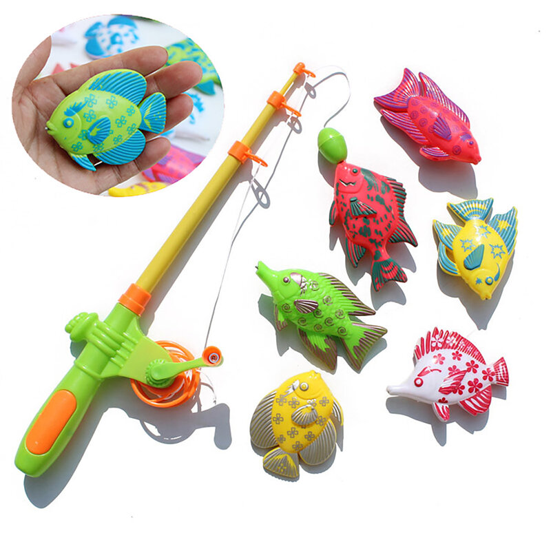 6PCS Montessori Wooden Magnetic Fishing Toys Funny Marine Life Cognition Wooden Toys For Children Interactive Toys Set