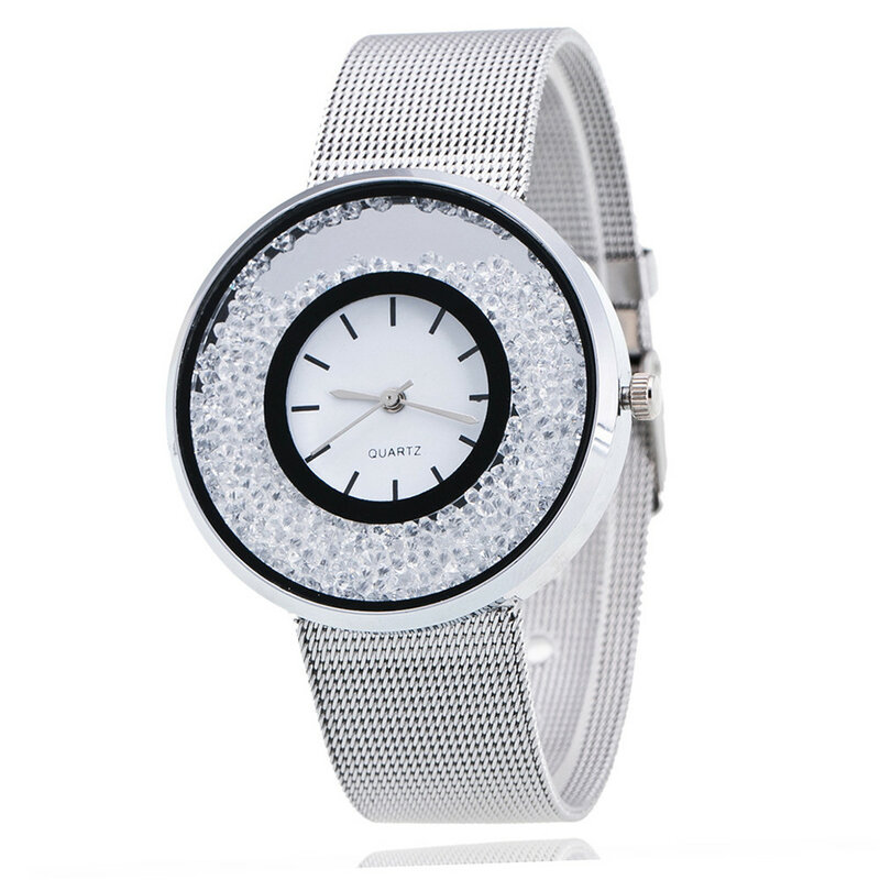 Lover'S-relógio de quartzo de luxo para homens e mulheres, diamante delicado, relógio de pulso redondo