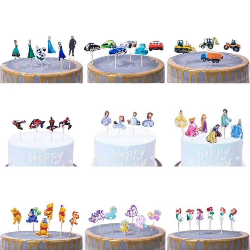 Frozen Anna Elsa Princess Theme Cupcake Picks Animal Cake Toppers Cartoon Cupcake Inserts Card Party Gift for Kid Birthday Decor