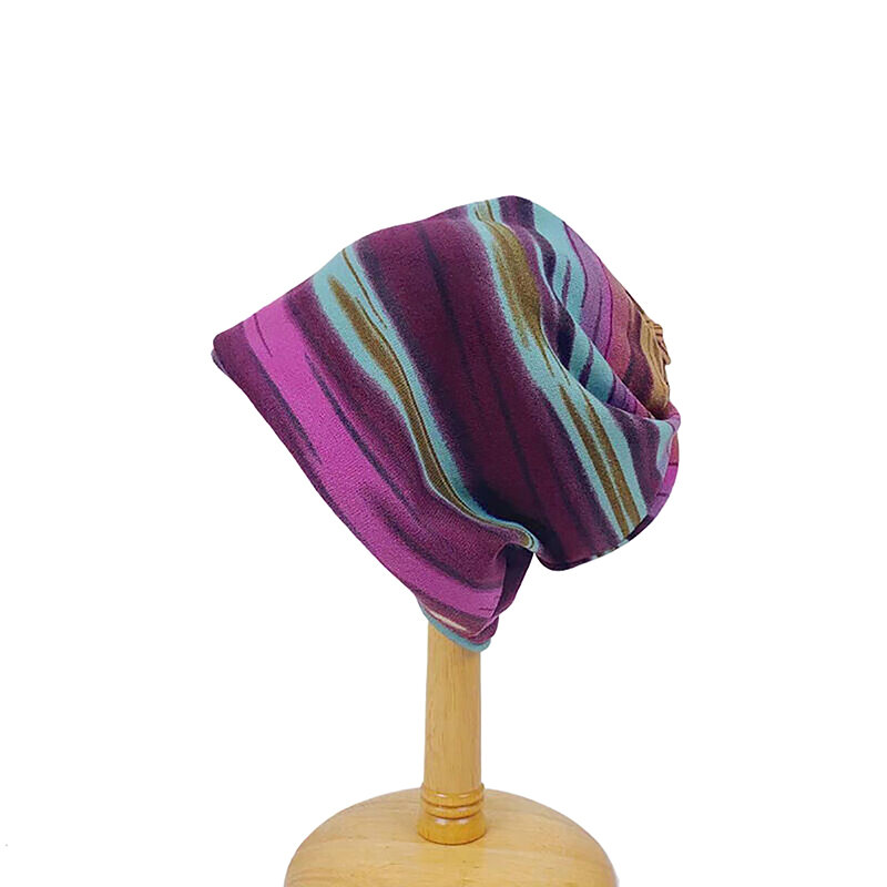 Wielofunkcyjny dziergany sweter kapelusz Unisex tęczowy krawat kucyk do noszenia na głowę w kolorze