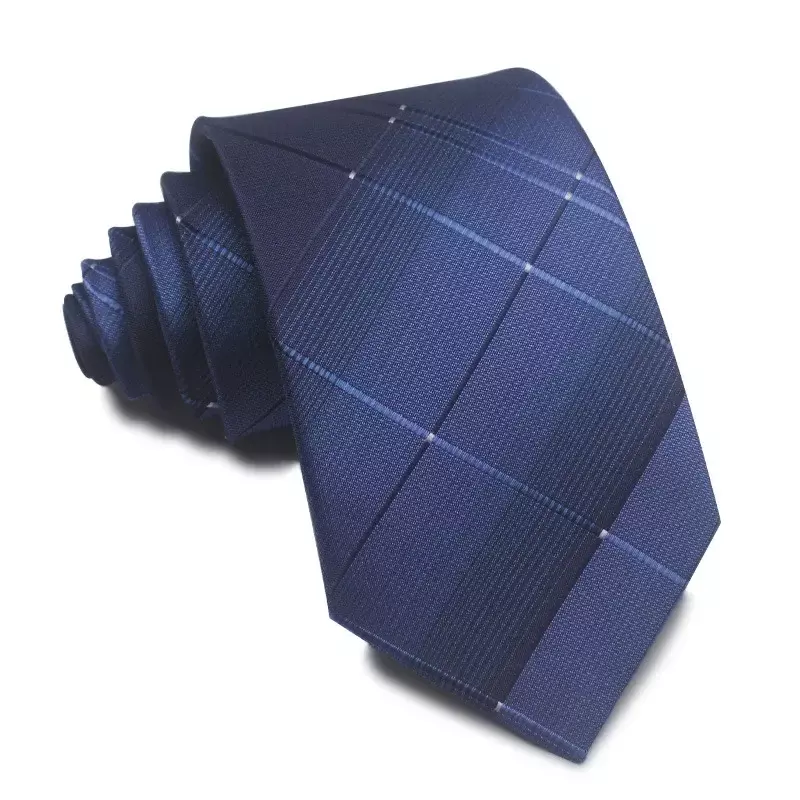 Blue Business Polyester Men's Tie NeckTie 8cm/3.15inch Ties for Men Formal Luxury Wedding High Quality Three-piece Set