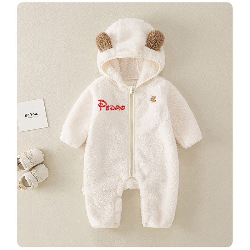 Customized Autumn And Winter Baby Jumpsuit Personalized Embroidered Climbing Suit  Baby Jumpsuit Hooded Outdoor Wear