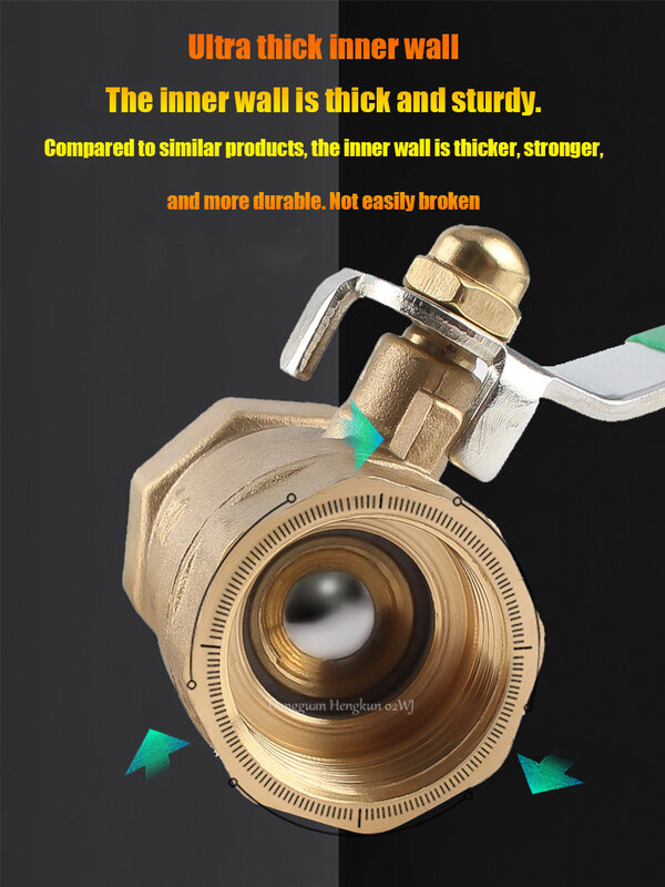 Válvula de bola de cobre para tubería de agua, compresor de rosca interior de latón espesante, interruptor de agua del grifo, 2/3/4/6 puntos/1 pulgada