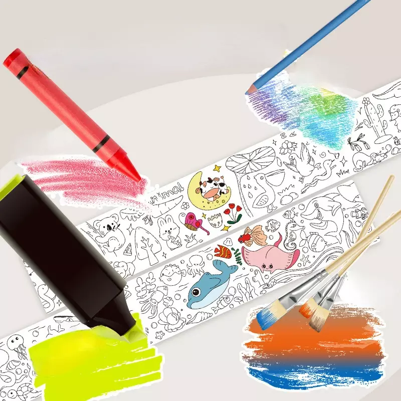 Rol kertas warna lengket untuk anak gambar gulung kertas mewarnai gulir grafiti kertas untuk hadiah anak-anak mainan edukasi lukisan DIY
