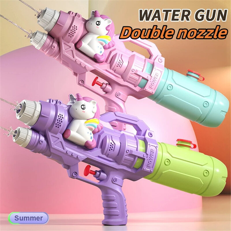Pistolet na wodę dla dzieci podwójna dysza pistolet wodny dinozaury rekin pistolet na wodę, bitwa wodna, zabawki na plażę do gry w bilard
