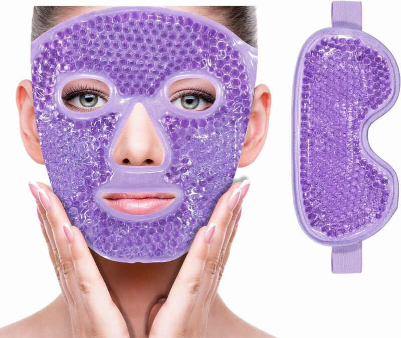 Máscara facial fria para mulher, reduzir o sopro de rosto, círculos escuros, grânulos de gel, quente, calor, pacote de compressa fria, spa, dormir