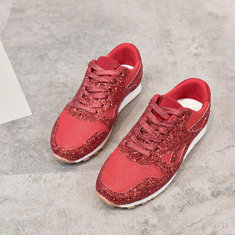 Comemore Autumn Shoes Women's Platform Trainers Ladies Silver Shoes Tenis Red Blue Pink Men Woman Sneakers Shining Glitter 43